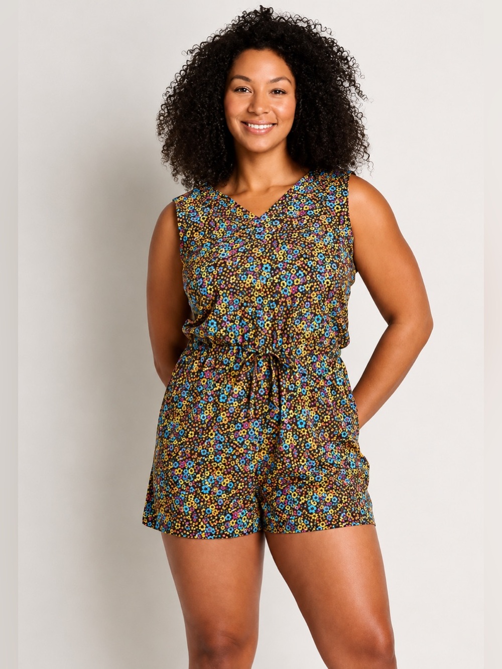 Toad&Co Sunkissed Liv Romper Floral Print UPF 50 Quick Dry Size L